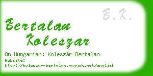 bertalan koleszar business card